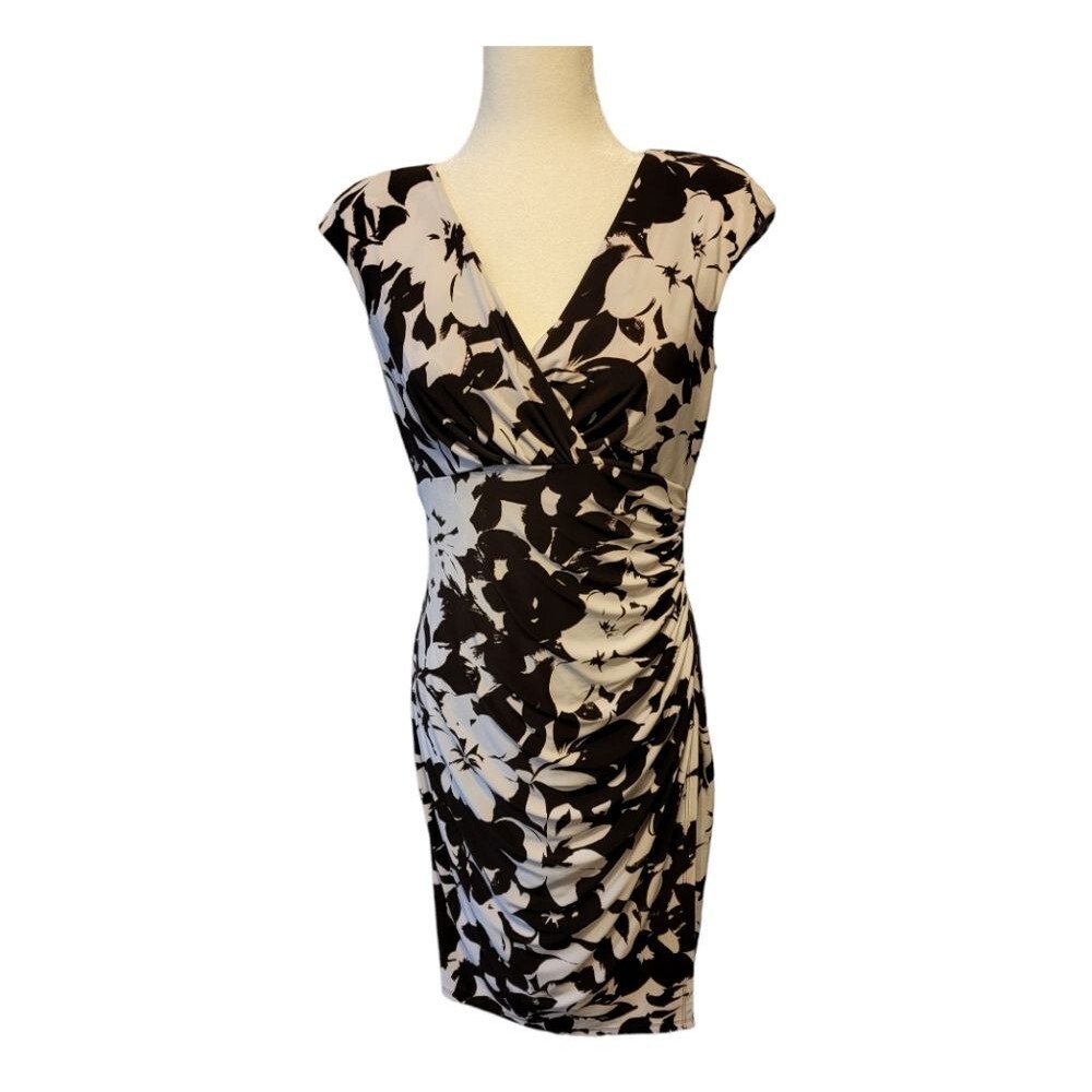 Lauren Ralph Lauren y2K Deadstock Floral Print Ruched Surplice Dress NWT Vtg